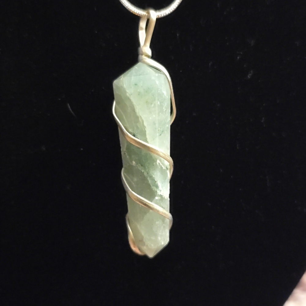 Green Crystal Pendant Necklace with Chain